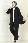 S.L. - Arkadan Fermuarlı Tesettür Takım 2717SL432-MS Siyah