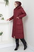 Arma Detailed Quilting Coat 7003ZNR1012-M Burgundy - Thumbnail