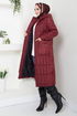 Arma Detailed Quilting Coat 7003ZNR1012-M Burgundy - Thumbnail