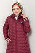 Arma Detailed Swollen Coat 7004ZNR1012-M Burgundy - Thumbnail