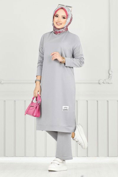 MRV U.Z. - Arma Detay Tesettür Takım 6032UZ1029-M Gri