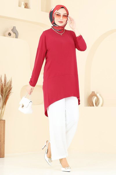 U.Z. - Asimetrik Kesim Sandy Takım 5095UZ662-MS Kırmızı&Ekru