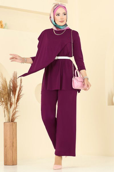 U.Z. - Asimetrik Kesim Sandy Takım 6026UZ662-MS Mürdüm