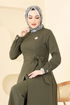 Asimetrik Kesim Tesettür Takım 2640SL432-MS Haki - Thumbnail