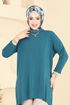 Asimetrik Kesim Tesettür Tunik 5094UZ662-MS Petrol - Thumbnail