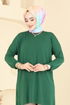 Asimetrik Kesim Tesettür Tunik 5094UZ662-MS Zümrüt - Thumbnail