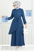 Asymétrique Coupe Hijab Équipe Numéro de pièce 4743ZNK903-M Indigo - Thumbnail