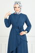 Asymétrique Coupe Hijab Équipe Numéro de pièce 4743ZNK903-M Indigo - Thumbnail