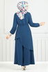 Asymétrique Coupe Hijab Équipe Numéro de pièce 4743ZNK903-M Indigo - Thumbnail