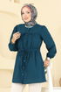 Bağcık Detaylı Poplin Tunik 287ASN888-MS Petrol - Thumbnail
