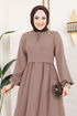 Bağcık Detaylı Tesettür Ferace 0034BGS895-M Vizyon - Thumbnail