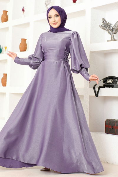 END - Bağcıklı Elbise END5583 Lila