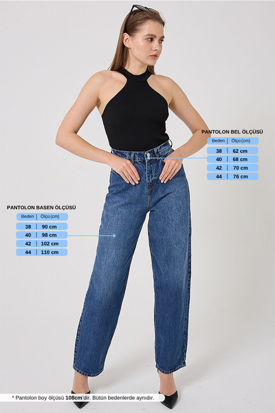 MRV D.R.N. - Baggy Kadın Pantolon 4605DRN1148-M Koyu Kot - 357815