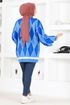 Baklava Patterned Knitwear Tunic MSV21205 Blue - Thumbnail