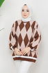 Baklava Patterned Knitwear Tunic MSV21205 Latte - Thumbnail