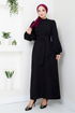 Ballon Ärmel Hijab Abendkleid 5527END900-M Schwarz - Thumbnail