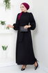 Ballon Ärmel Hijab Abendkleid 5527END900-M Schwarz - Thumbnail