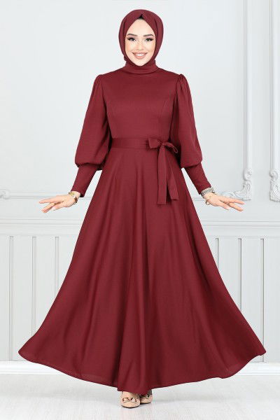 MRV A.L.G. - Ballon Manches Crêpe Robe 4539ALG1079-L Bourgogne