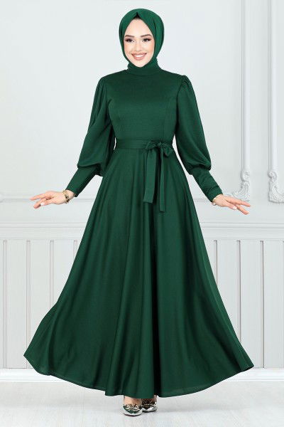 MRV A.L.G. - Ballon Manches Crêpe Robe 4539ALG1079-L Émeraude