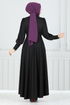 Ballon Manches Crêpe Robe 4539ALG1079-L Noir - Thumbnail