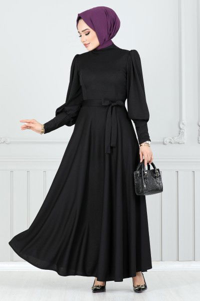MRV A.L.G. - Ballon Manches Crêpe Robe 4539ALG1079-L Noir