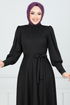 Ballon Manches Crêpe Robe 4539ALG1079-L Noir - Thumbnail