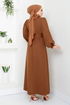 Ballon Manches Hijab Robe de soirée 5527END900-L Café - Thumbnail