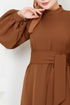 Balloon Sleeves Hijab Evening dress 5527END900-M Coffee - Thumbnail