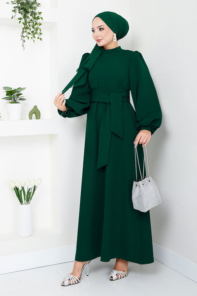 MRV E.N.D. - Balloon Sleeves Hijab Evening dress 5527END900-M Emerald