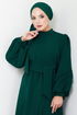 Balloon Sleeves Hijab Evening dress 5527END900-M Emerald - Thumbnail