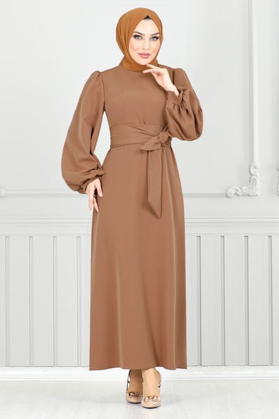 MRV E.N.D. - Balloon Sleeves Hijab Evening dress 5527END900-M Taba