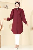 K.T.R. - Balon Kollu Tesettür Tunik 3039KTR750-MS Koyu Bordo