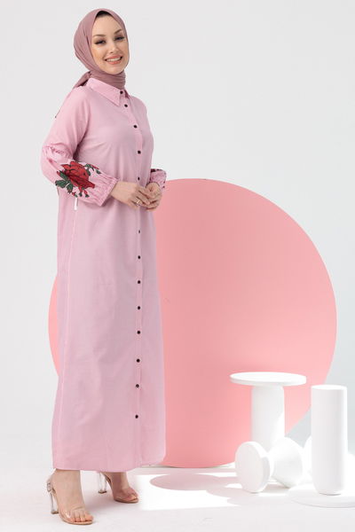 TFS - Baskılı Elbise Pembe TFS3017