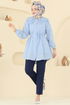 Bebe Yaka Tesettür Tunik 228ASN888-MS Bebe Mavisi - Thumbnail