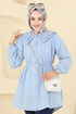 Bebe Yaka Tesettür Tunik 228ASN888-MS Bebe Mavisi - Thumbnail