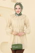 Bebe Yaka Tesettür Tunik 228ASN888-MS Bej - Thumbnail