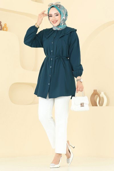 A.S.N. - Bebe Yaka Tesettür Tunik 228ASN888-MS Petrol