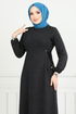 Belden Must Connect Hijab Dress 22037UKB929-M Black - Thumbnail