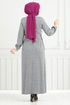 Belden Must Connect Hijab Dress 22037UKB929-M Grey - Thumbnail