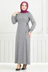 Belden Must Connect Hijab Dress 22037UKB929-M Grey - Thumbnail