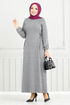 Belden Must Connect Hijab Dress 22037UKB929-M Grey - Thumbnail