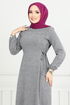 Belden Must Connect Hijab Dress 22037UKB929-M Grey - Thumbnail