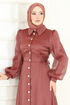 Beli Bağcıklı Abiye Elbise 8038AB368-MS Bakır - Thumbnail
