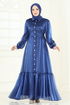Beli Bağcıklı Abiye Elbise 8038AB368-MS Laci - Thumbnail
