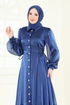 Beli Bağcıklı Abiye Elbise 8038AB368-MS Laci - Thumbnail
