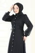 Beli Bağcıklı Abiye Elbise 8038AB368-MS Siyah - Thumbnail
