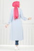 Beli Bağcıklı Çizgili Tunik 3106HBS856-MS Mavi - Thumbnail