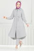 Beli Bağcıklı Çizgili Tunik 3106HBS856-MS Siyah - Thumbnail