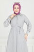 Beli Bağcıklı Çizgili Tunik 3106HBS856-MS Siyah - Thumbnail