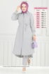 Beli Bağcıklı Çizgili Tunik 3106HBS856-MS Siyah - Thumbnail